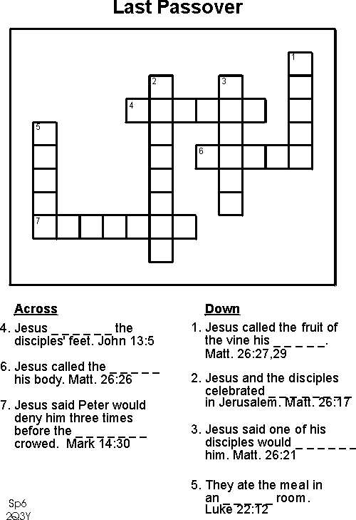 Crossword puzzle on the last passover